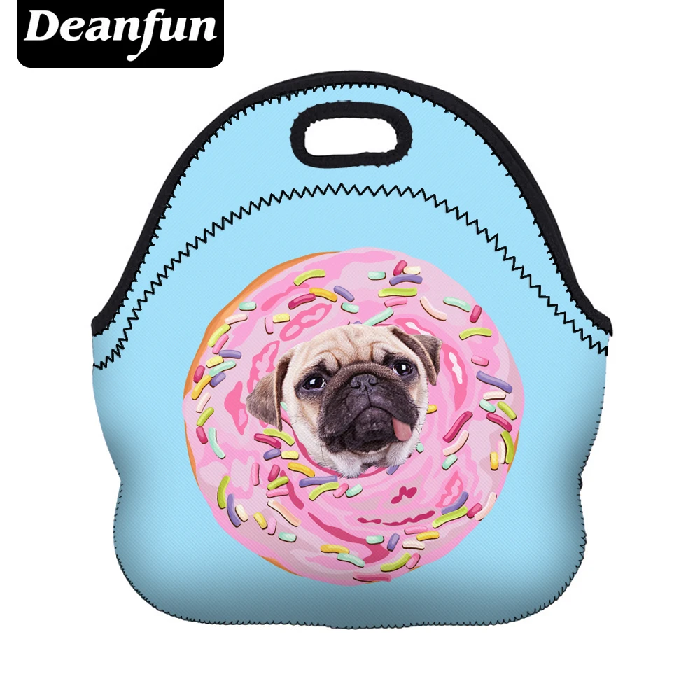 

Deanfun 3D Printed Lunch Bag Fashion Neoprene with Zipper Waterproof Pug Donuts Cute Pattern 50822