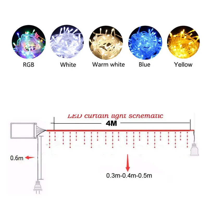 Гирлянда светодиодная 4 5 м 100 светодиодов|icicle string lights|string lightsoutdoor decorative lighting |
