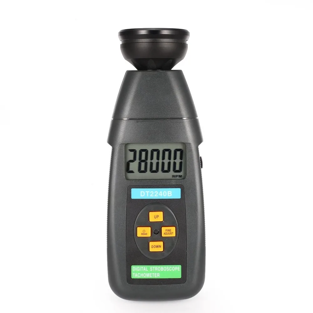 

Dropshipping DT2240B Digital LCD Non-Contact Flash Stroboscope Tachometer Photoelectric Revolution Meter Speedometer 60~40000RPM