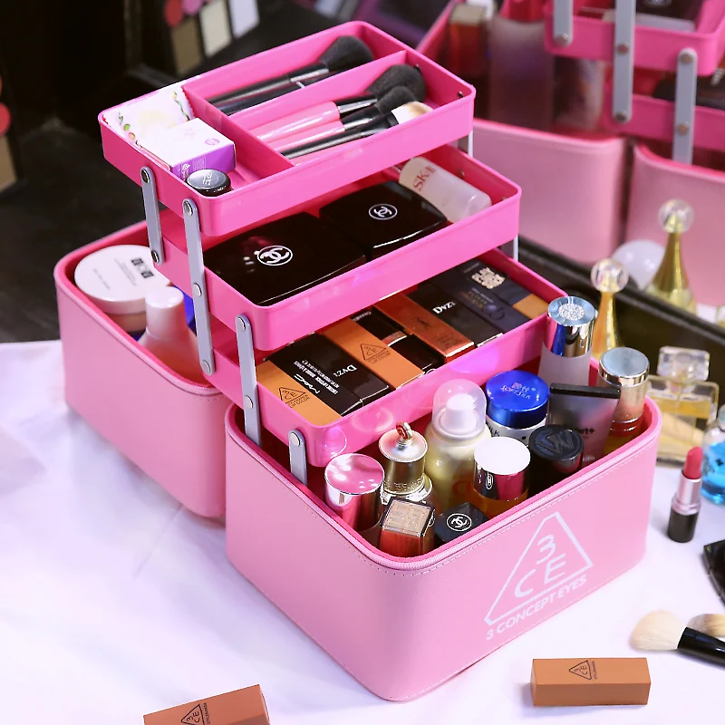 New Fashion Women Large Capacity Makeup Bag Cosmetic Case High Quality Leather Female Make Up Box Luxury Travel Wash Bags | Багаж и сумки