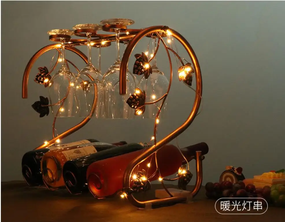 

Wine Bottle Holder Hanger Red Wine Rack Support Bracket Bar Accessories Table Decoration with led light