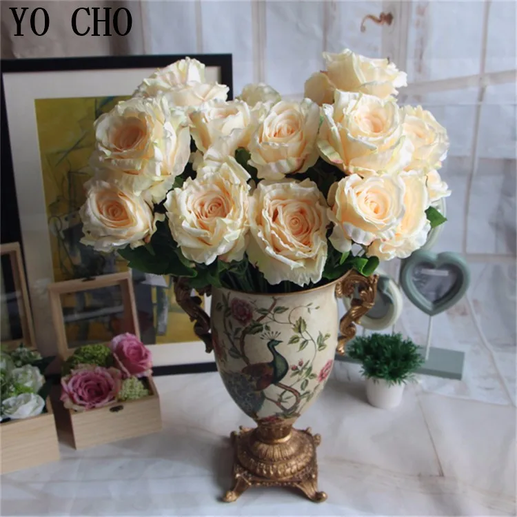YO CHO 7-12 голов/Букет большой Искусственный Пион Искусственные цветы розы Флорес Шелковый цветок для свадьбы украшение дома mariage