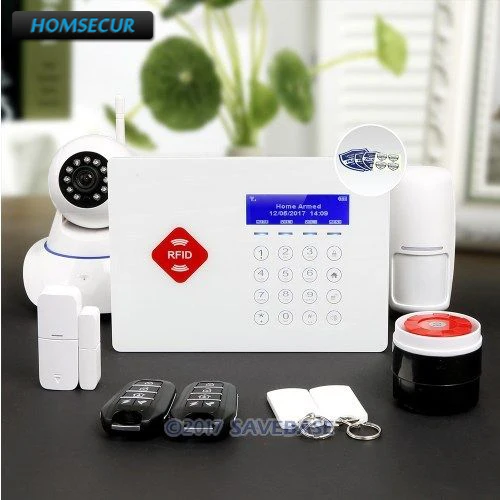

HOMSECUR App Controlled Wireless GSM LCD Burglar Alarm System+Wireless IP Camera