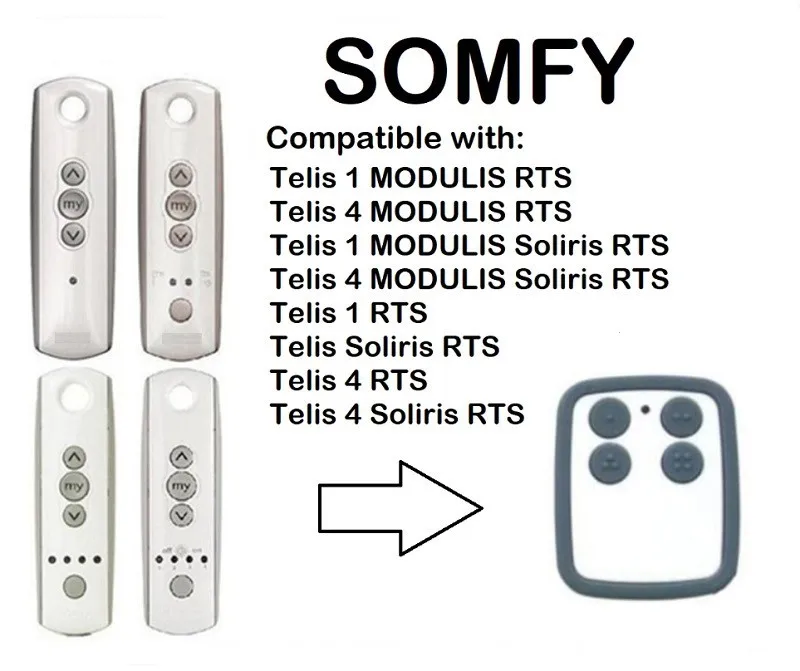 

SOMFYTelis 4 RTS, Somfy Telis 4 Soliris RT garage door controller compatible remote control 433,42Mhz rolling code