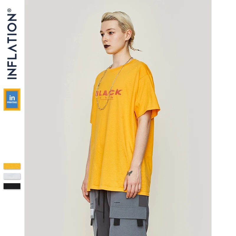 

INFLATION 2019 Men Hip Hop T Shirt Print T-Shirt Streetwear Letter Tshirt Short Sleeve Harajuku Summer Tops 91303S