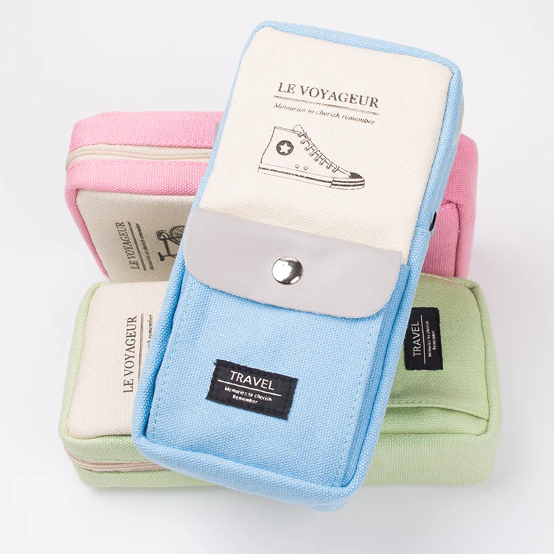 

Deli Pencil Bag Storage Bags Kawaii Patterns Canvas Pen Case Multifunctional Large Capacity Pupils Pencil Pouch School Supplies