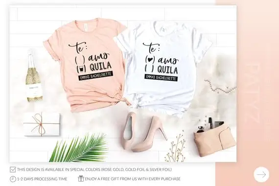 

PADDY DESIGN Bachelorette Te Amo Tequila Fiesta T-shirt Bridesmaid Casual Short Sleeve Women Top Tee Female Femme T Shirt