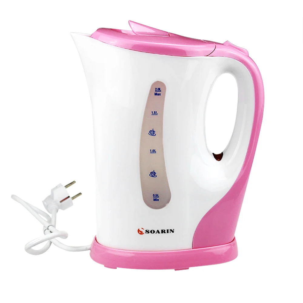 SOARIN SR-538 бытовой электрический чайник воды 2L большой Ёмкость с видимое окно съемной крышкой 1200 W кухонный чайник - Цвет: Pink Cupcake