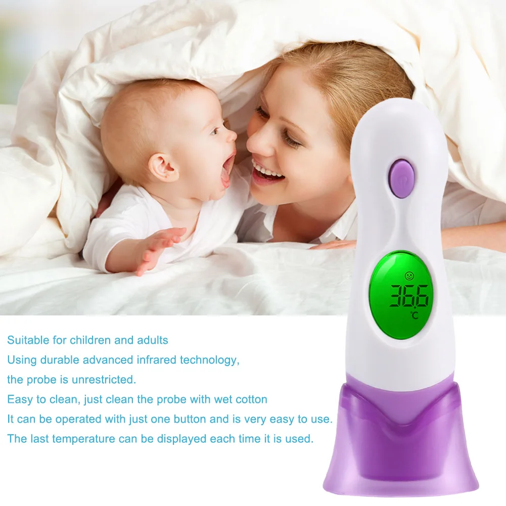 Digital Infrared Baby Thermometer LCD Non Contact IR Forehead Ear