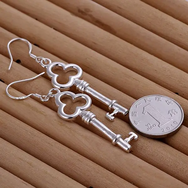 

Earrings silver plated Earrings silver plated Trendy Jewelry Earrings Women's Keys Jewelry Wholesale Free Shipping azmn LE134