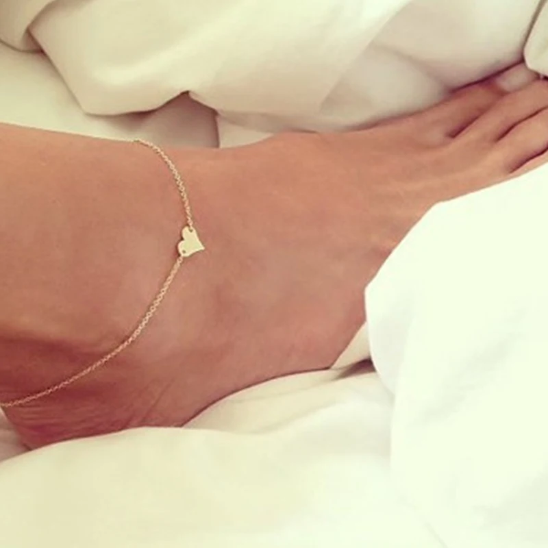 

European and American Alloy Jewelry Popular Foot Decorated Love Gold, Silver Anklet Wholesale Women