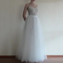 100 см юбка макси 5 слоев Тюлевая юбка Скрытая молния длинная юбка женские летние высокая талия Юбки для женщин плюс Размеры