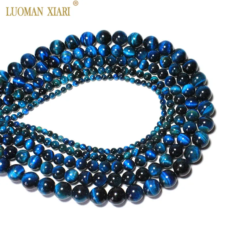 

Wholesale AAA+ Natural Stone Beads Blue Zircon Tiger Eye Gem For Jewelry Making DIY Bracelet Necklace 4/6/8/10 mm Strand 15''