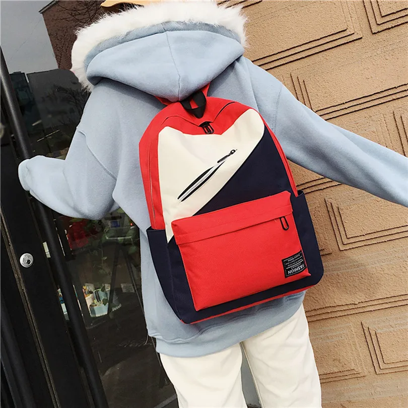 

Fashion Couple Nylon School Bag Backpack Hit Color Students Shoulder Bag Large Capacity Travel Bags Korean Style Back Pack A30