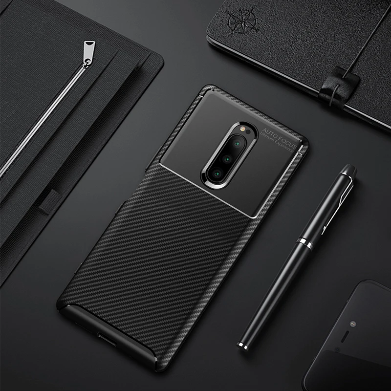 

For Sony Xperia XZ4 Case Silicone Shell Carbon Fiber TPU Case For Sony XZ4 High Quality Diamond Grid Design Cover for Xperia XZ4