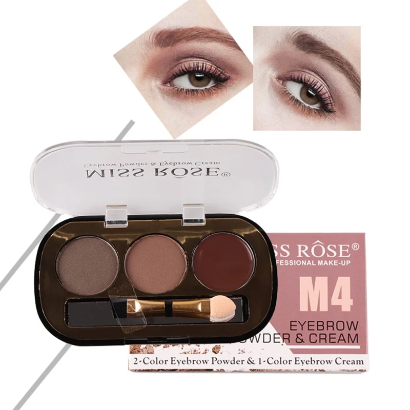 Miss Rose 3D набор для глаз палитра макияжа 2 пудры + 1 гель кисть долговечная