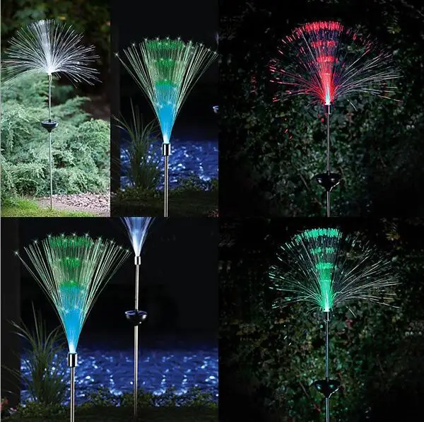 2pcs Outdoor Yard Garden Path Way Solar fiber optic lightr Multicolor