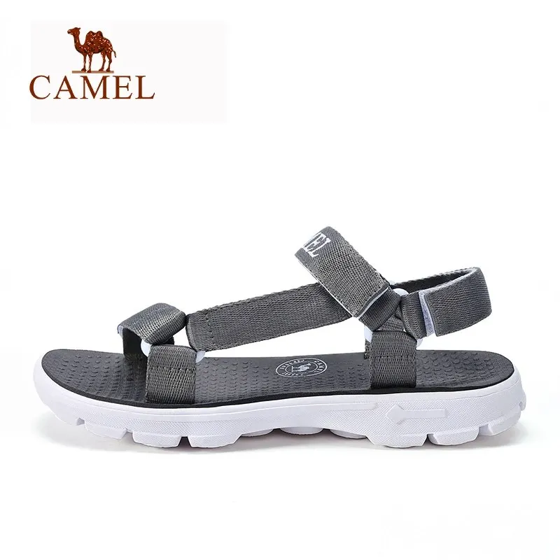 CAMEL/мужские и женские уличные сандалии; летние пляжные легкие повседневные Нескользящие мягкие Трекинговые туфли на плоской подошве; рыболовные сандалии - Цвет: Темно-серый