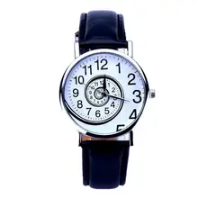 Xiniu Woman Watch Numbers Around Swirl Cool Black Leather Band Watches Men Analog Quartz watch Relogio Feminino #LREW