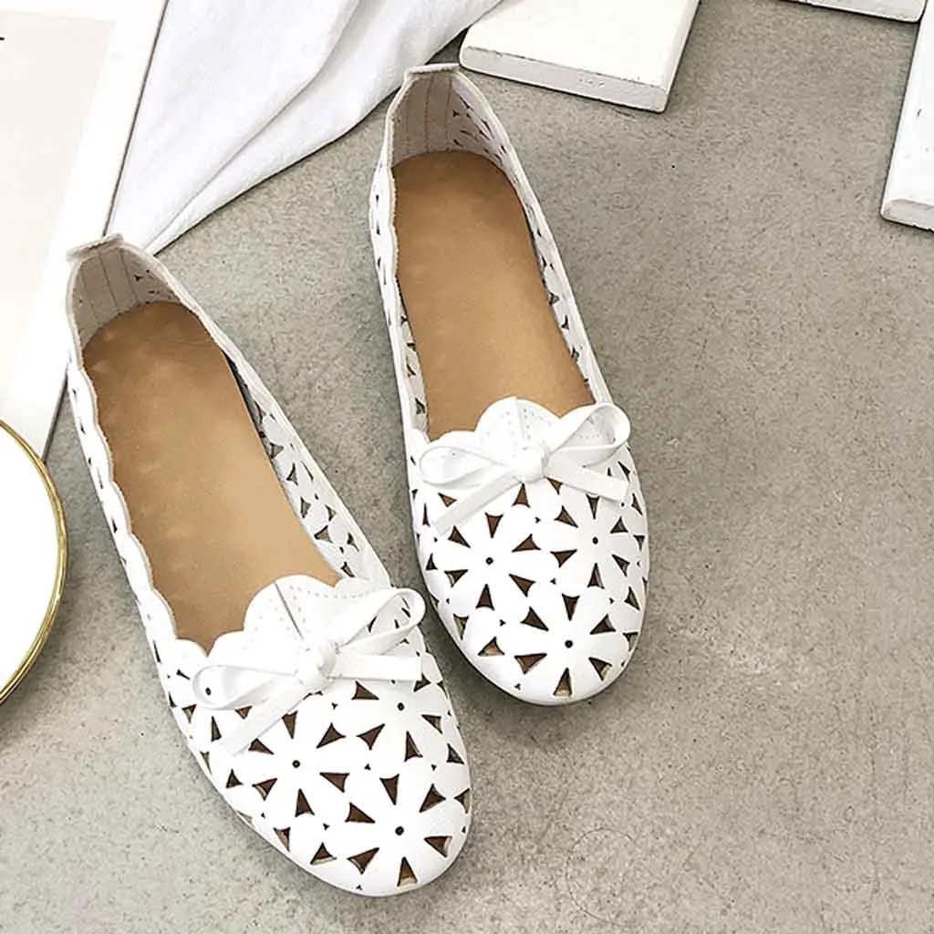 YOUYEDIAN Big size spring women flats shoes women leather flats ladies shoes female cutout slip on flat loafers Women Shoes#g40