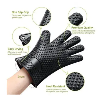 

Silicone Kitchen Safety Protect Heat Resistant Gloves Multifunction Oven Grill Pot Holder BBQ Cooking Mitts