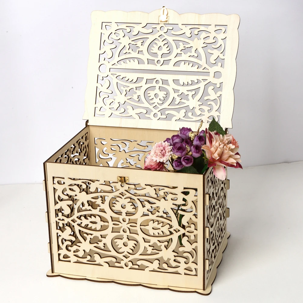 Коробка для денег натуральный DIY подарок с замком красивые украшения