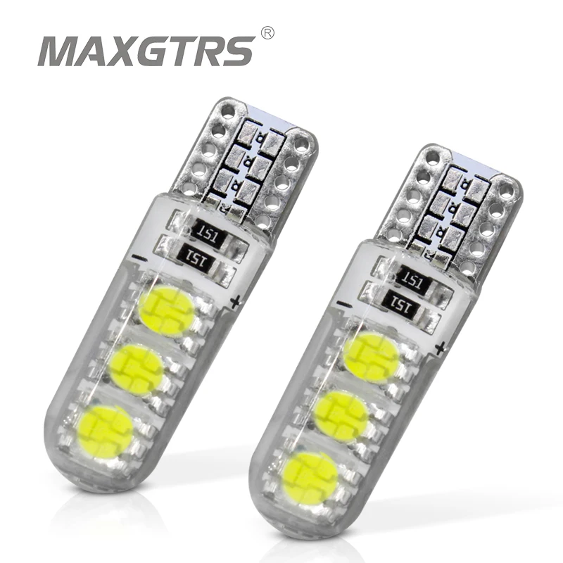 

10Pcs/Lot New Super Bright Silicone Double Sides Lighting T10 6Smd 5050 Led Bulb 3W 12V Clearance Lights W5W 194 168 Led Lamps