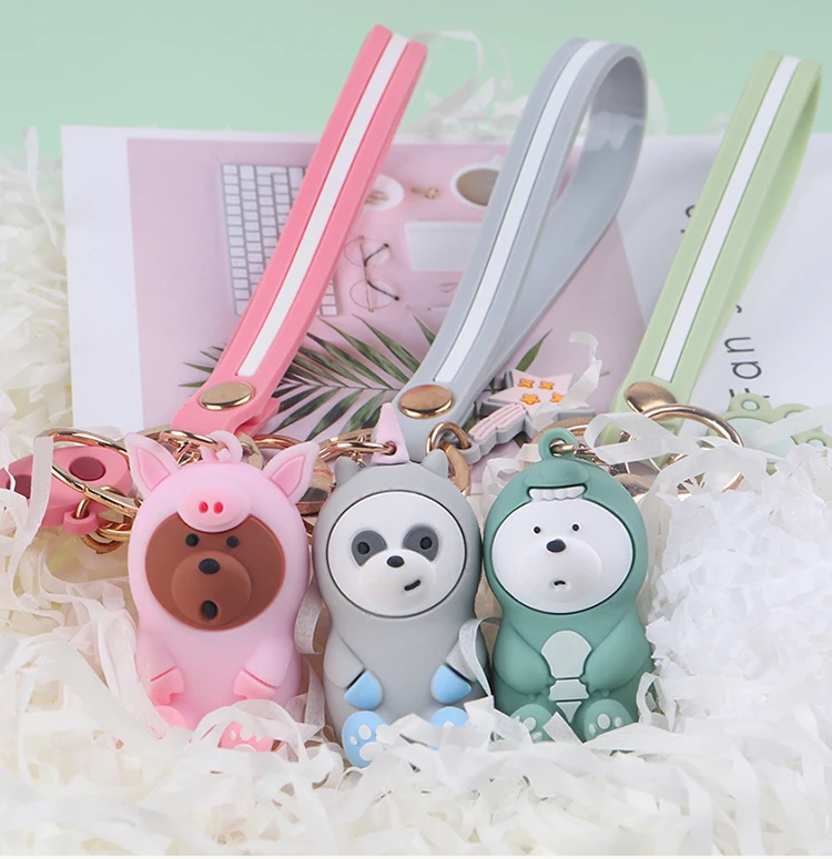 

Cute We Bare Bears Keychains Cartoon Kids Toys Key Chain Little Piggy Anime Bunny Key Ring Holder Charm D159