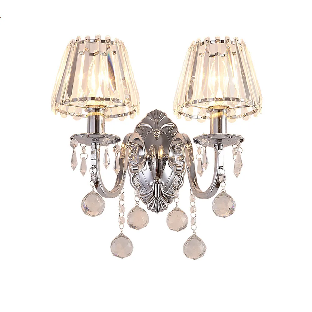 

Crystal Wall Lamp Led Personality Aisle Bedside Study Single Double Head Wall Lamp 110-220v Fashion Hotel Model Room Luminaria
