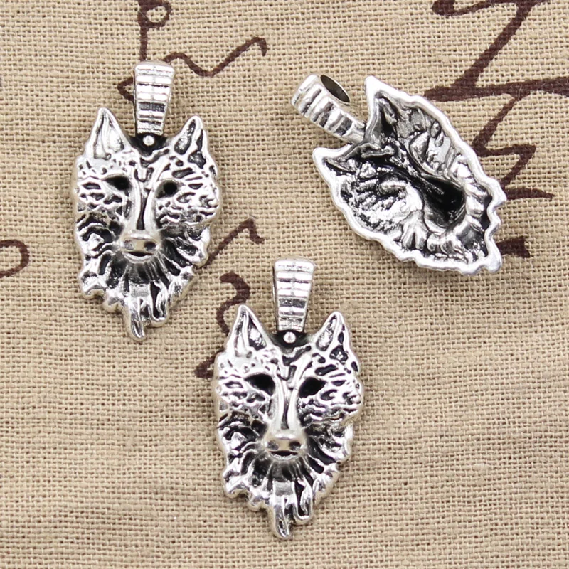 

8pcs Charms wolf head 30x15mm Antique Silver Plated Pendants Making DIY Handmade Tibetan Silver Jewelry