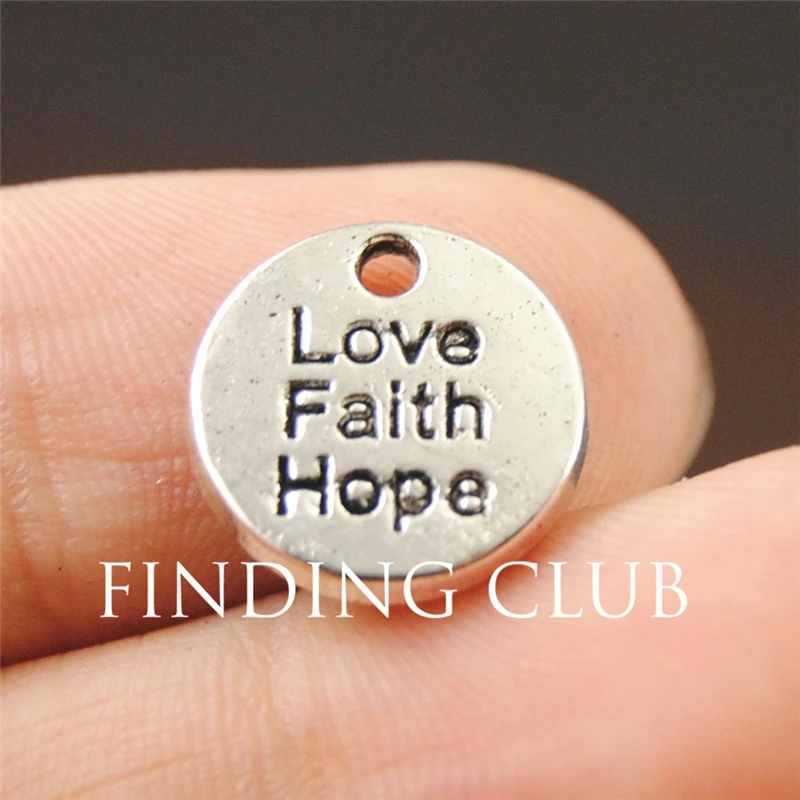 30 шт. подвески серебряного цвета в старинном стиле|faith hope love|floating charmsround charm |