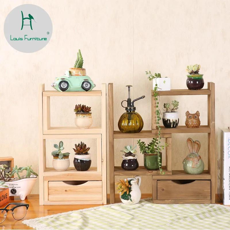 

Louis Fashion Plant Shelves No Installation Desktop Office Windowsill Mini Objects Solid Wood Potted Plants