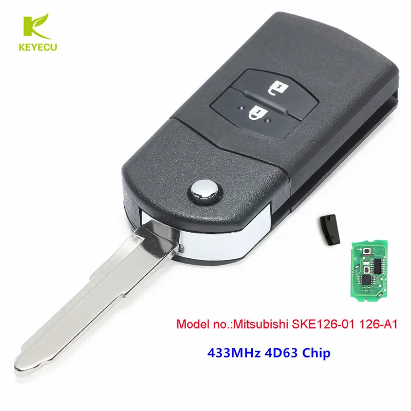 Новый обновленный флип чехол KEYECU с двумя кнопками 433 МГц 4D63 для Mazda 2 3 5 6 MX5 RX8 P / N: