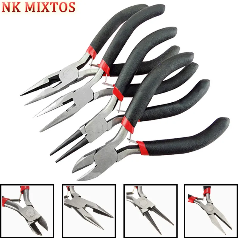 

Jewellery Making Mini Pliers Round Long Bent Nose Side End Cutter Beading Hand Tools Kit Tooth Nose Side Diagonal Cutting Pliers