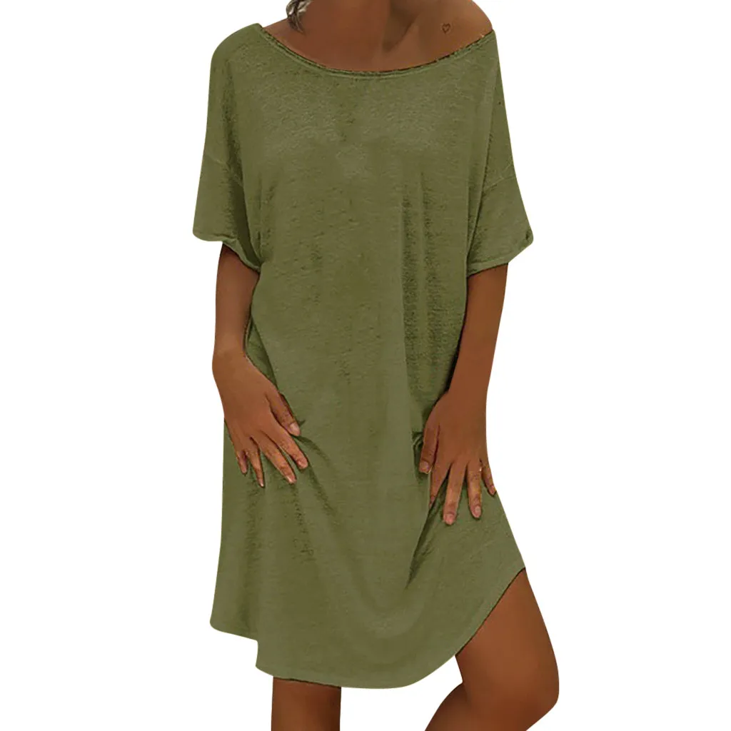 

Plus Size Summer Elegant Dress Women Vintage Short Sleeve Mini Dresses Woman Elegant Tshirt Casual Dress Women Clothes 2019