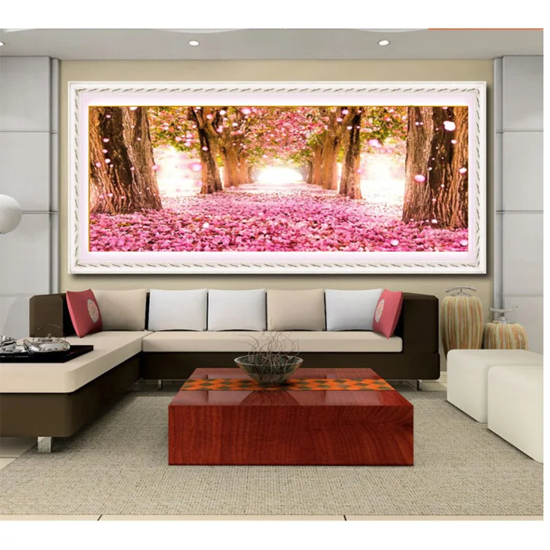 100*40cm full printed bead cross stitch sets for embroidery diamond rubiks cube round painting flower Romantic cherry | Дом и сад