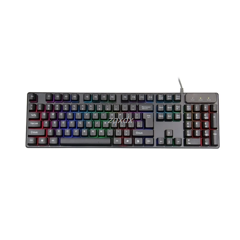

104 Key Rainbow Backlit Wired Keyboard Suspension Cap Rainbow Backlit Mechanical Feel USB Wired Gaming Keyboard Z09 Drop ship