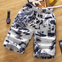 Летние мужские пляжные шорты с индивидуальным принтом на шнурке тонкие дышащие удобные повседневные льняные шорты мужские большие размеры 5XL