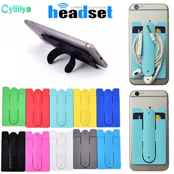 

1000 2 in 1 Universal Phone Card Holder case Adhesive Stick id Credit Card Holder Pocket Pouch with Phone Stand for cellphone