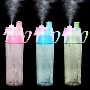 

600ml Sport Spray Water Bottle Portable Atomizing Cycling Gym Beach Water Bottle Leak Proof Drinking Cool Drinkfles 50p006