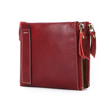 

High Quality Luxury Brand Wallet Female Cowhide Genuine Leather Women Wallet Short Vintage Hasp Double Zipper Coin Purse Ladies
