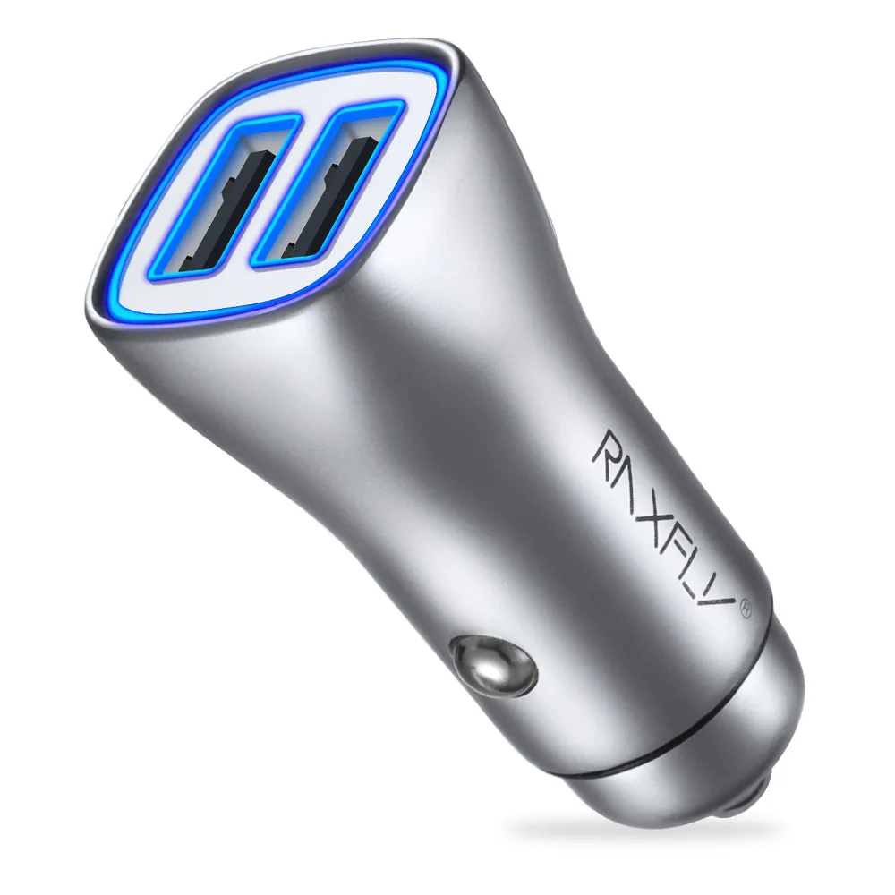 RAXFLY автомобильное зарядное устройство с двумя портами USB Автомобильное зарядное устройство для huawei P20 P10 Светодиодный дисплей Зарядка для телефона в автомобиле-зарядное устройство для iPhone XS - Тип штекера: Universal