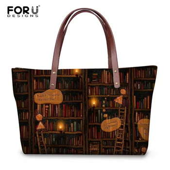 

FORUDESIGNS Cute Book Shelf Sleepy Kitty Cat Print Vintage Women Casual Messenger Bag Beach Travel Crossbody Bags Female Handbag