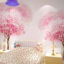 Beibehang пользовательские обои детская комната девушка комната розовое дерево обои спальня прикроватная Фреска мультфильм Дерево 3d Обои фреска