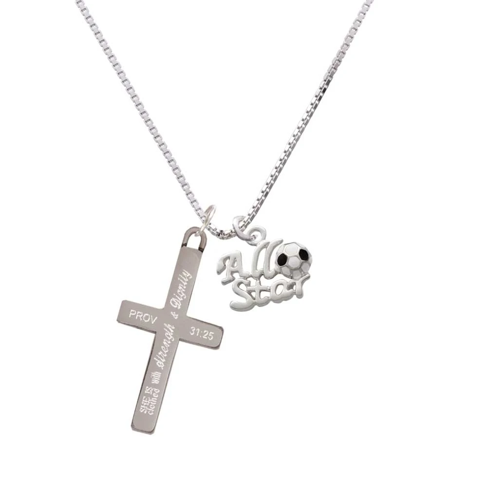 All Star - Soccer ball - Strength and Dignity - Cross Necklace