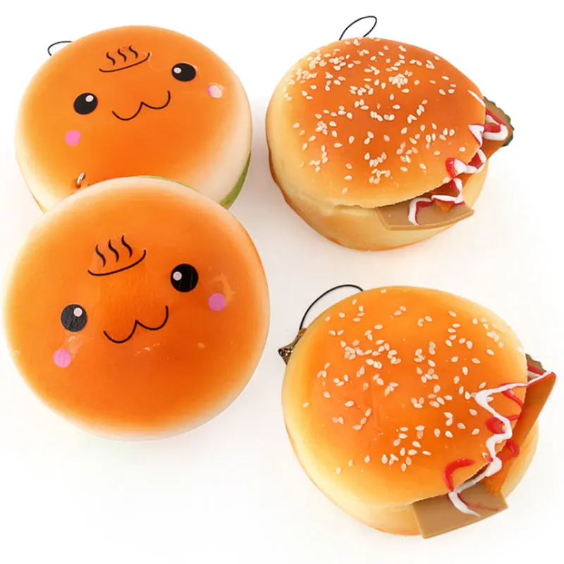 

10cm Soft Cute Hand Squishy Hamburger squeeze Jumbo Cake Burger Charms Emotion Emoji Squishy Slow Rising Antistress Finger toys