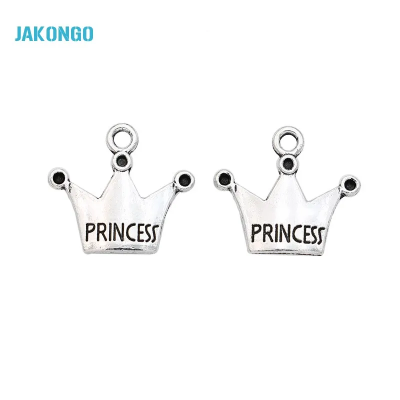 

25pcs Vintage Antique Silver Plated Crown Princess Charms Pendants for Bracelet Jewelry Making DIY Handmade 17X18mm