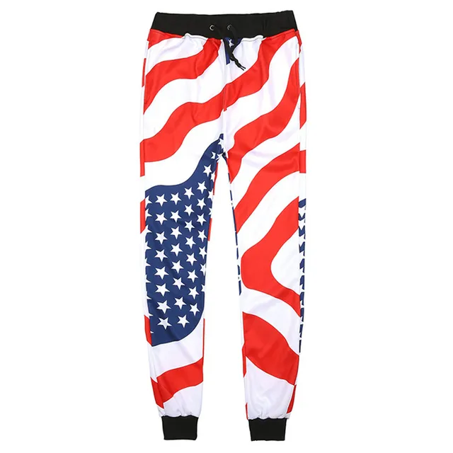 New Men Casual American USA Flag Printed Joggers Pants Mens 3d Stars