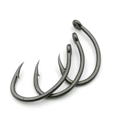 60 шт. Карп рыболовное тефлоновое покрытие eyed Yn Кривошип крюк Колючая Высокоуглеродистая сталь Сделано в Японии матовый черный колючий крючок
