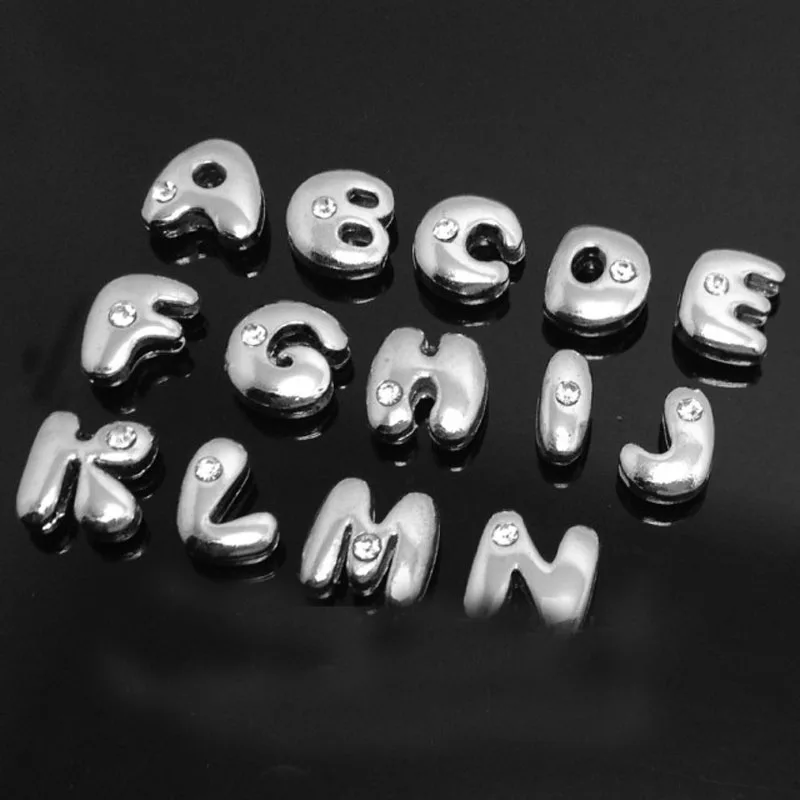 

8MM "N-Z " (10 pieces/lot) One Rhinestone Cartoon Slide Letters Slide Charms Fit DIY Wristband & Bracelet